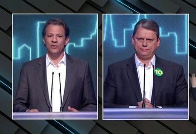 Debate SBT: Haddad e Tarcísio de Freitas destacam trabalho como ministros