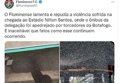 Ônibus do Fluminense é apedrejado por torcedores do Botafogo