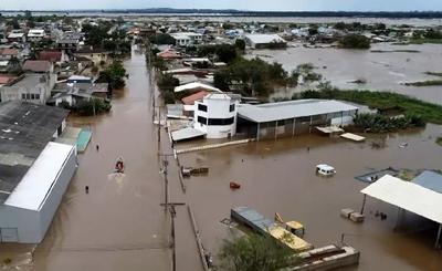 Cidade na região metropolitana de Porto Alegre está 100% inundada