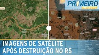 Veja o antes e depois de lugares do Rio Grande do Sul após as chuvas | Primeiro Impacto (07/05/24)