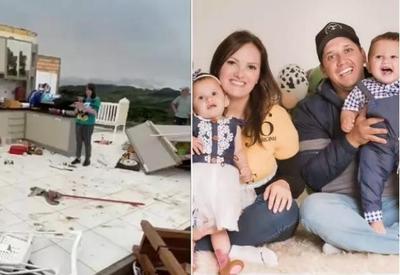 "Poderíamos ter morrido", diz mãe de gêmeos que teve casa destruída por tornado em SC