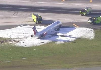 Avião com 126 pessoas a bordo pega fogo em Miami