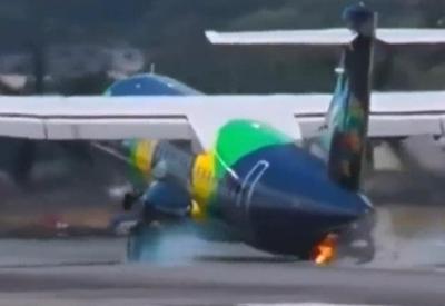 Ao pousar, avião bate cauda na pista de aeroporto em Recife (PE)