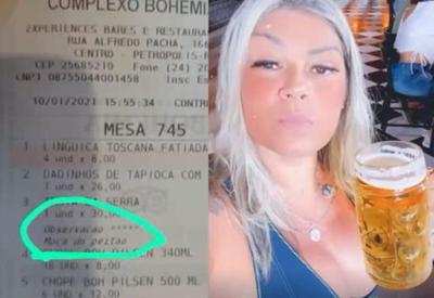 Cliente citada como "moça do peitão" em comanda irá processar bar no Rio