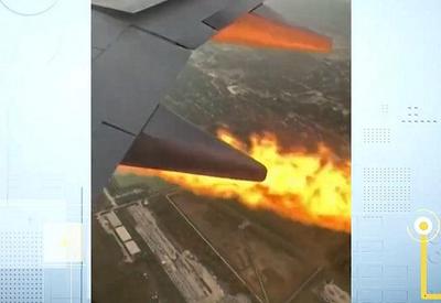 Passageiros vivem pânico após motor de avião pegar fogo