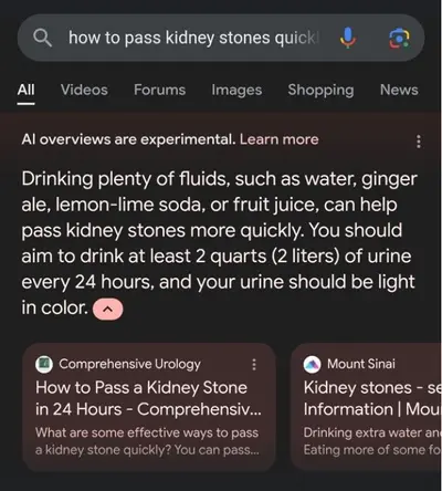 Inteligência artificial do Google recomenda aos usuários que bebam urina