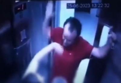 Mulher com filho no colo é agredida por ex-marido em elevador