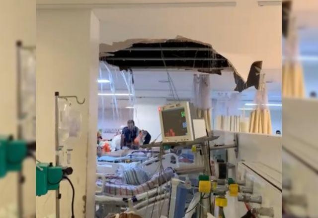 Vídeo: teto de hospital do Recife desaba após rompimento de tubulação