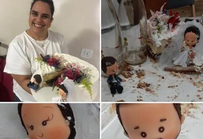 Noiva faz bolo divórcio e viraliza na internet: 'a mãe tá on'