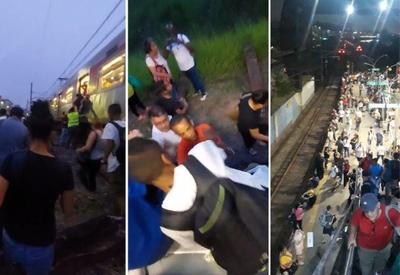 SP: Trem da Linha 9-Esmeralda descarrilha e passageiros têm de andar ao lado dos trilhos