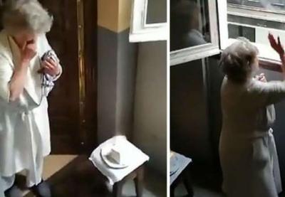 Senhora de 80 anos tem bolo surpresa e "coral" emocionante na Espanha