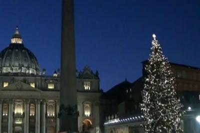 Vaticano acende árvore de Natal com mais de 18 mil lâmpadas