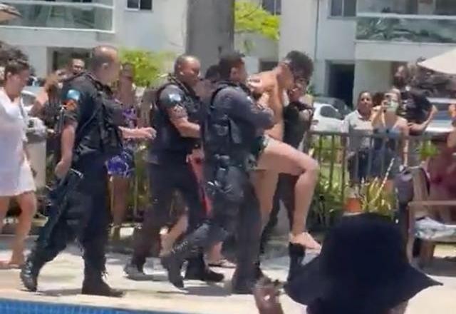 Vídeo: PM pula em piscina para prender vereador acusado de racismo