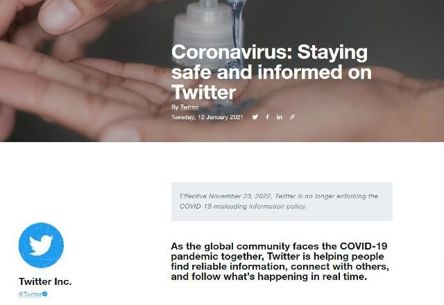 Twitter acaba com política de desinformação sobre covid-19