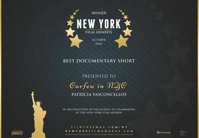 "Toque de recolher" é vencedor do New York Film Awards 