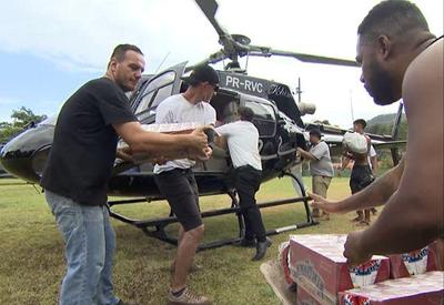 Helicópteros levam mais de 20 toneladas em doações ao Litoral Paulista