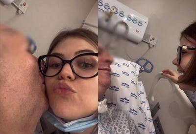 Mingau dá beijos na filha três meses após ser baleado na cabeça