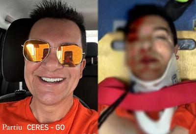 Regis Danese grava vídeo dentro de ambulância após acidente de carro em Goiás
