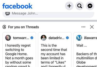 Meta determina presença do Threads no Facebook